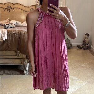 💕O'Neill Red/Pink Pleated Halter Mini Dress💕